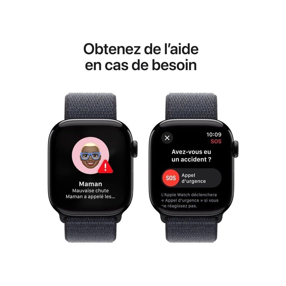 Apple Watch Series 10 (42 mm GPS + Cellular) Montre connectée avec Boîtier en Aluminium Noir de Jais et Bouchle Sport Encre Violette. Suivi de l’activité Physique, app ECG, Neutre en Carbone