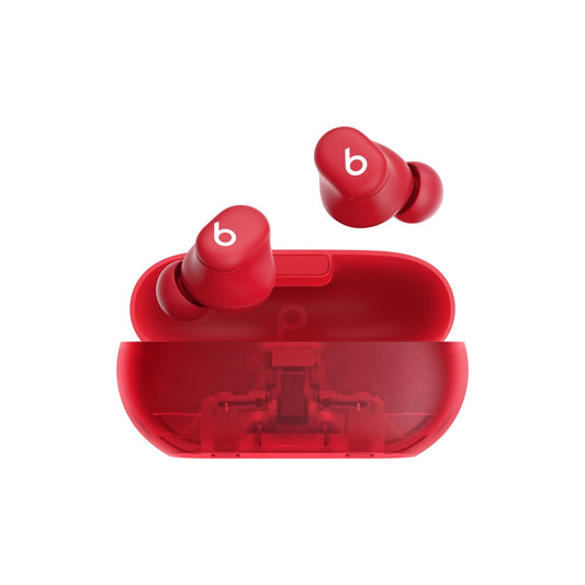 Beats Solo Buds – Écouteurs Bluetooth sans Fil | 18 Heures d'autonomie | Compatibilité Apple et Android | Microphone intégré – Rouge Transparent