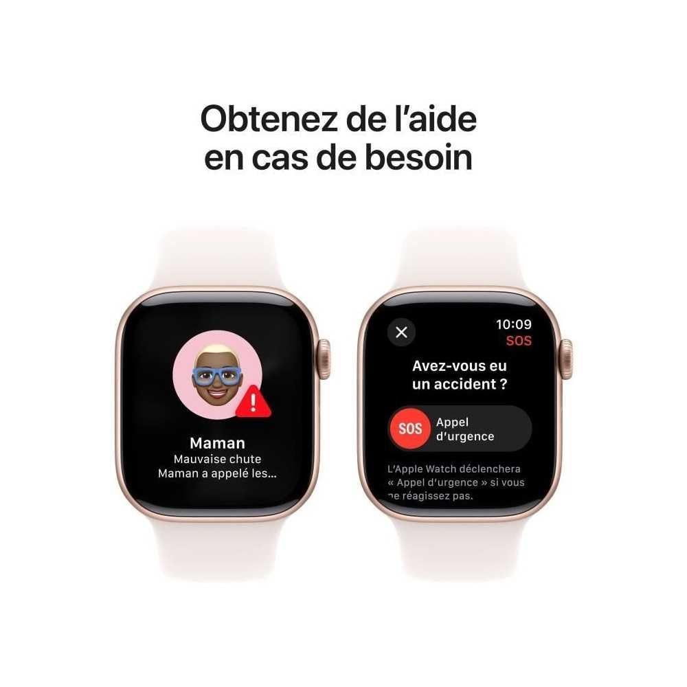 Apple Watch Series 10 (42 mm GPS) Montre connectée avec Boîtier en Aluminium Or Rose et Bracelet Sport Rose Tendre (S/M). Suivi de l’activité Physique, app ECG, écran Retina Toujours activé