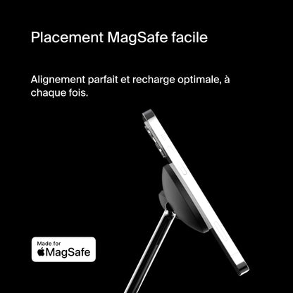 Belkin Chargeur magnétique 3-en-1 MagSafe, 15 W, chargeur sans fil, recharge rapide d'iPhone, d'Apple Watch et d'AirPods, chargeur MagSafe sans fil pour iPhone 16, 15, 14, 13, Apple Watch et AirPods