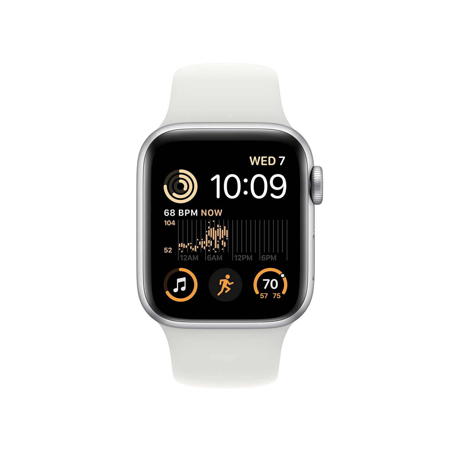 Apple Watch SE (2. Generation) (GPS, 40mm) Smartwatch - Aluminiumgehäuse Silber, Sportarmband Weiß - Regular. Fitness-und Schlaftracker, Unfallerkennung, Herzfrequenzmesser, Wasserschutz