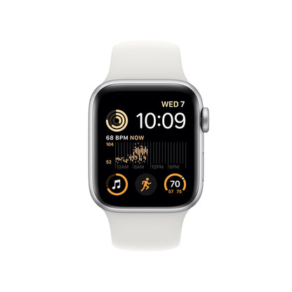 Apple Watch SE (2. Generation) (GPS + Cellular, 40mm) Smartwatch - Aluminiumgehäuse Silber, Sportarmband Weiß - Regular. Fitness-und Schlaftracker, Unfallerkennung, Herzfrequenzmesser