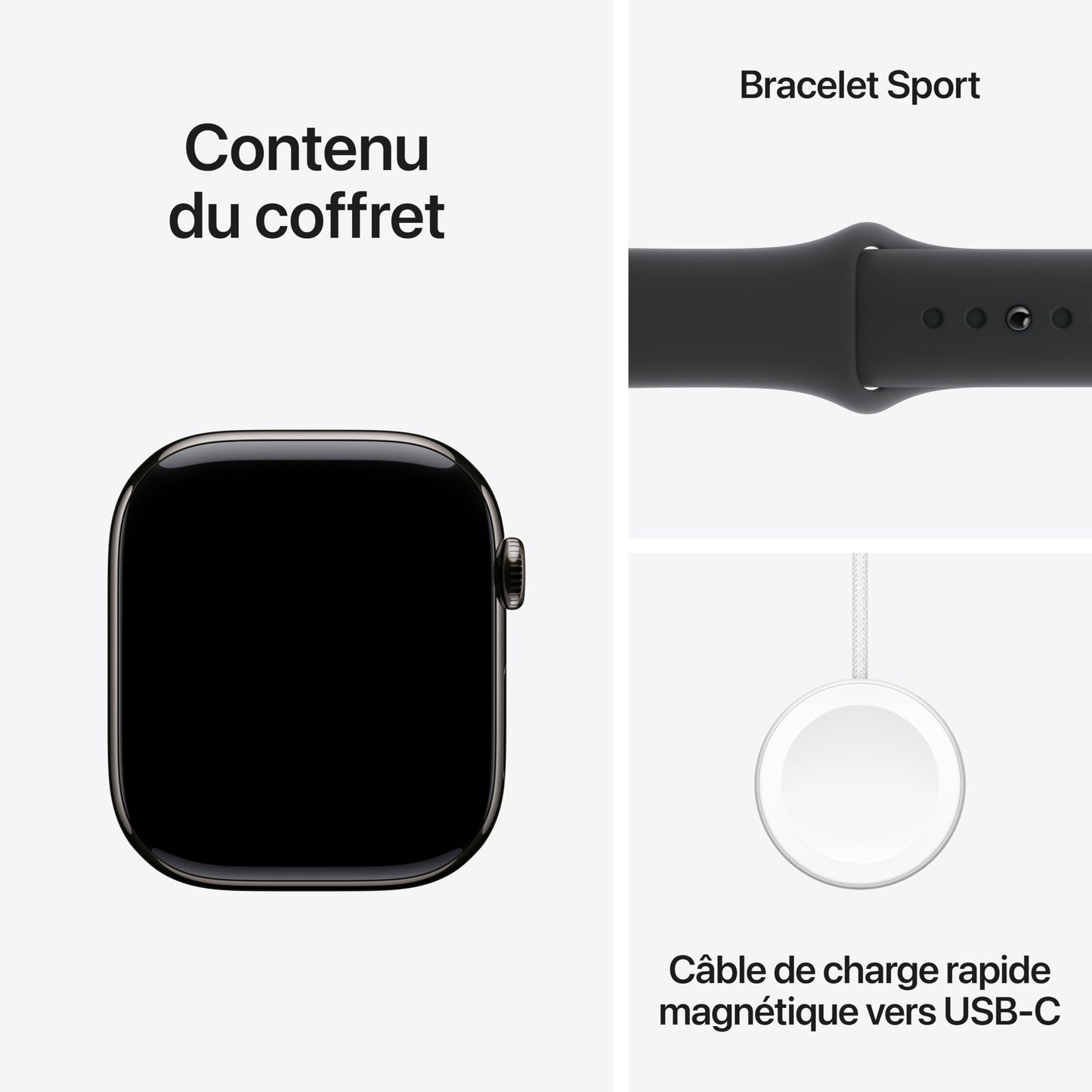 Apple Watch Series 10 (46 mm GPS + Cellular) Montre connectée avec Boîtier en Titane Ardoise et Bracelet Sport Noir (S/M). Suivi de l’activité Physique, app ECG, écran Retina Toujours activé