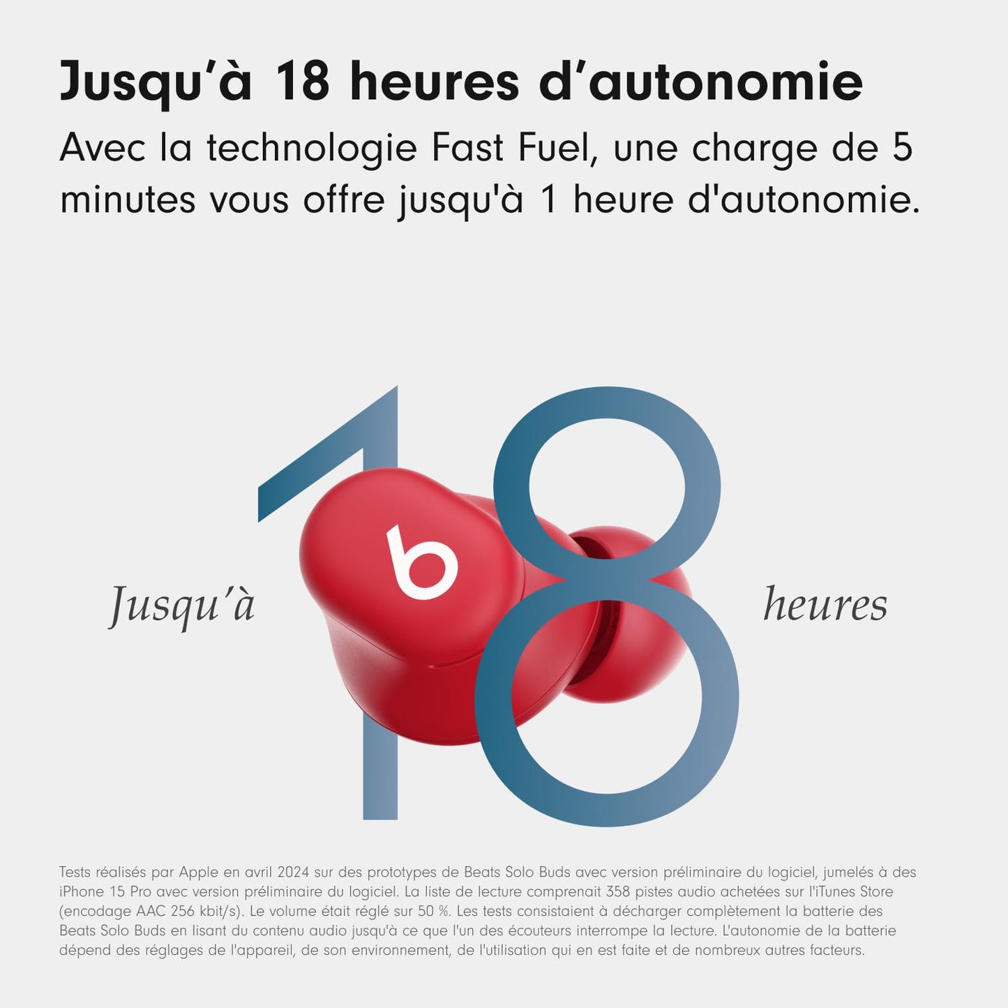 Beats Solo Buds – Écouteurs Bluetooth sans Fil | 18 Heures d'autonomie | Compatibilité Apple et Android | Microphone intégré – Rouge Transparent