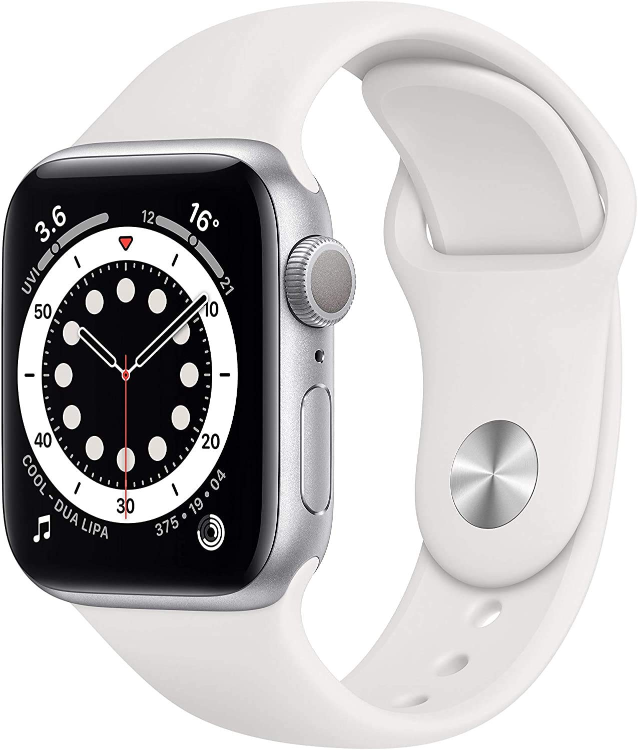 Apple Watch Series 6 (GPS, 40mm) Boîtier en Aluminium Argent avec Bracelet Sport Blanc (Reconditionné)