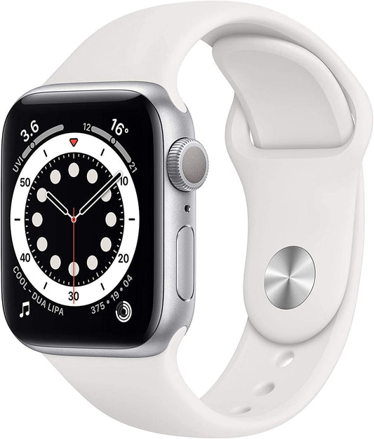 Apple Watch Series 6 (GPS, 40mm) Boîtier en Aluminium Argent avec Bracelet Sport Blanc (Reconditionné)