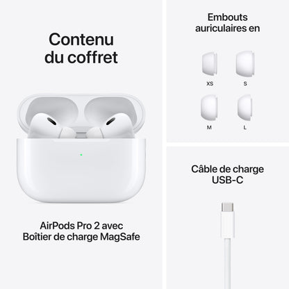 Apple AirPods Pro 2 Écouteurs sans Fil, Casques et écouteurs Bluetooth, Réduction Active du Bruit, Appareil auditif, Mode Transparence, Audio Spatial personnalisé, Son Haute-fidélité, Recharge USB-C