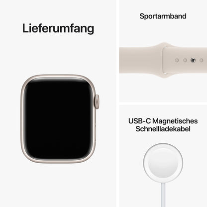 Apple Watch SE (2. Generation) (GPS, 44mm) Smartwatch - Aluminiumgehäuse Polarstern, Sportarmband Polarstern - Regular. Fitness-und Schlaftracker, Unfallerkennung, Herzfrequenzmesser, Wasserschutz