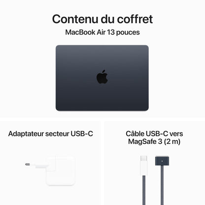 Apple 2024 Portable MacBook Air 13 Pouces avec Puce M3 : écran Liquid Retina 13,6 Pouces, 8 Go de mémoire unifiée, 256 Go de Stockage SSD, Clavier rétroéclairé, caméra FaceTime HD 1080p. Minuit