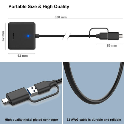 Lecteur de Carte mémoire, BENFEI 4 in 1 USB-C vers SD Adaptateur de Lecteur de Carte SD Micro SD MS CF, Compatible avec iPhone 15 Pro/Max, MacBook Pro/Air 2023, iPad Pro, Surface Book 3 et Plus