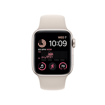 Apple Watch SE (2. Generation) (GPS, 40mm) Smartwatch - Aluminiumgehäuse Polarstern, Sportarmband Polarstern - Regular. Fitness-und Schlaftracker, Unfallerkennung, Herzfrequenzmesser, Wasserschutz