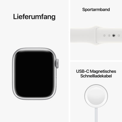 Apple Watch SE (2. Generation) (GPS, 40mm) Smartwatch - Aluminiumgehäuse Silber, Sportarmband Weiß - Regular. Fitness-und Schlaftracker, Unfallerkennung, Herzfrequenzmesser, Wasserschutz