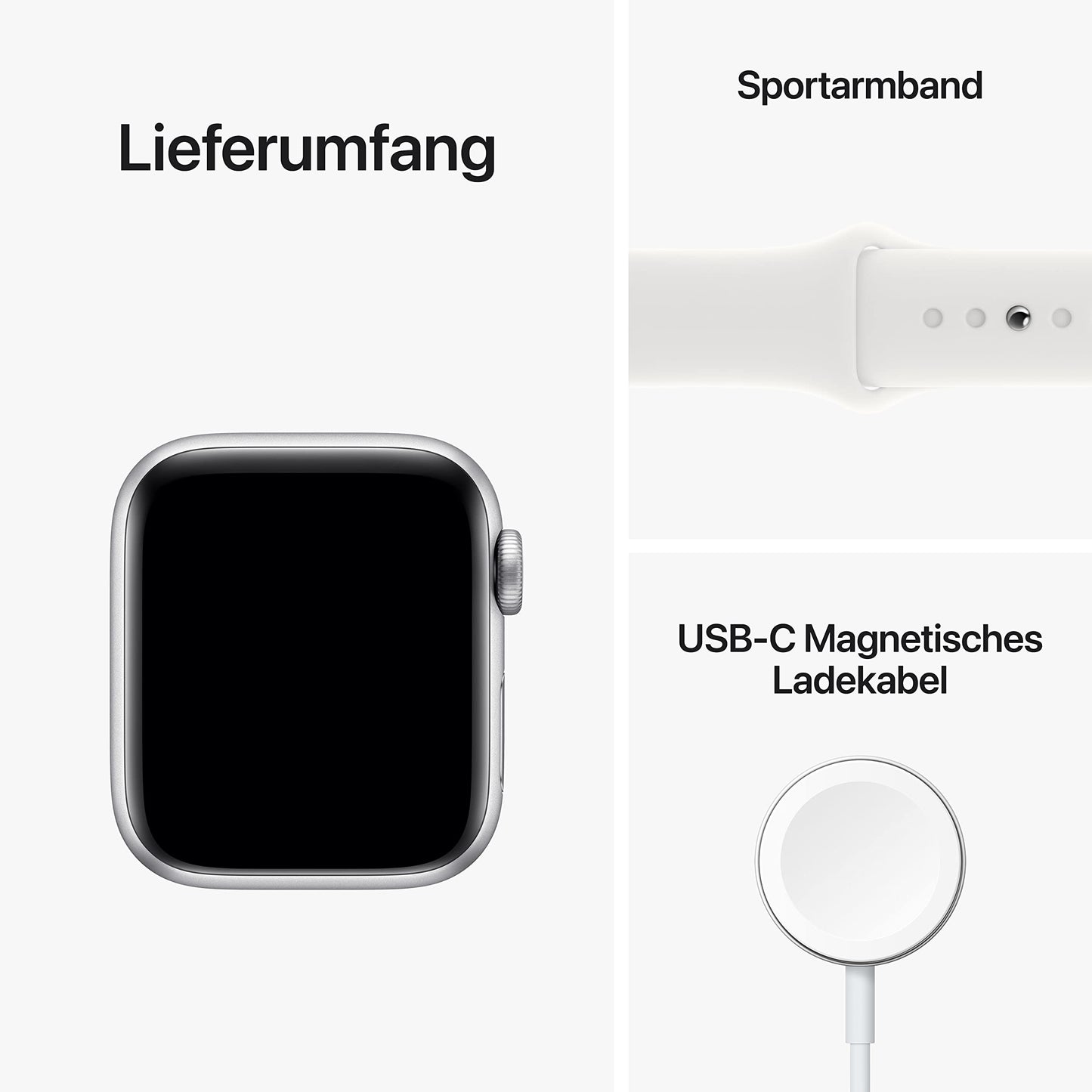 Apple Watch SE (2. Generation) (GPS + Cellular, 40mm) Smartwatch - Aluminiumgehäuse Silber, Sportarmband Weiß - Regular. Fitness-und Schlaftracker, Unfallerkennung, Herzfrequenzmesser