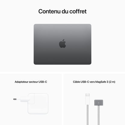 Apple MacBook Air Portable avec Puce M2 : écran Liquid Retina de 13,6 Pouces, 16 Go de RAM, 256 Go de Stockage SSD, Clavier rétroéclairé, caméra FaceTime HD 1080p ; Gris sidéral