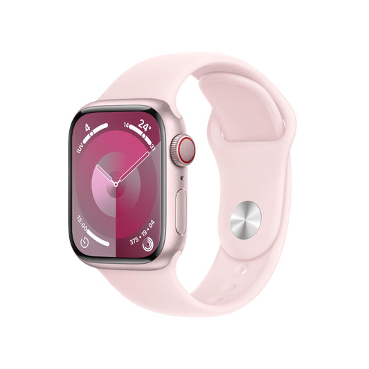 Apple Watch Series 9 [GPS + Cellular, 41mm] Boîtier en Aluminium Rose avec Bracelet Sport Rose, S/M(Reconditionné)