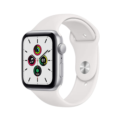 Apple Watch SE 2020 (GPS, 44MM) Boîtier en Aluminium Argent avec Bracelet Sport Blanc (Reconditionné)