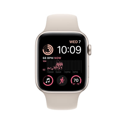 Apple Watch SE (2. Generation) (GPS, 44mm) Smartwatch - Aluminiumgehäuse Polarstern, Sportarmband Polarstern - Regular. Fitness-und Schlaftracker, Unfallerkennung, Herzfrequenzmesser, Wasserschutz