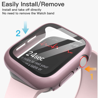 JETech Coque avec Protection D'écran pour Apple Watch SE (2022/2020) /Series 6 5 4 44mm, étui de Protection Complète, Film en Verre Trempé Intégré Haute Sensibilité, Lot de 2 (Or Rose)