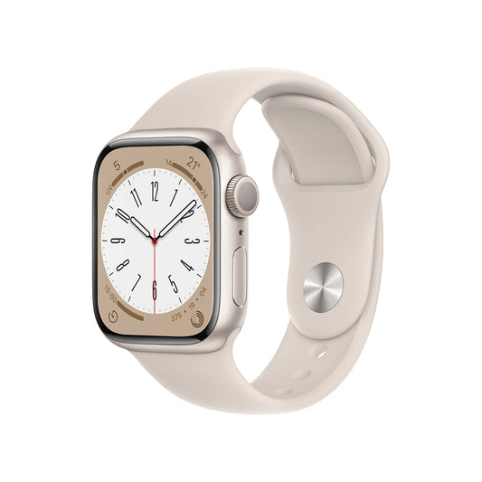 Apple Watch Series 8 (GPS, 41MM) Boîtier en Aluminium lumière stellaire avec Bracelet Sport lumière stellaire, Regular(Reconditionné)