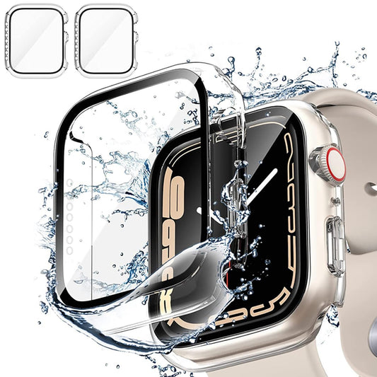 2 Pièces Transparent PC Coque Compatible avec Apple Watch Serie Watch 40mm Series 6 5 4 Se avec Protection ecran en Verre Trempé,HD Clair Ultra Mince Anti-Choc Protection iWatch (40mm)