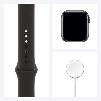 Apple Watch SE 2020 (GPS, 40MM) Boîtier en Aluminium Gris Sidéral avec Bracelet Sport Noir (reconditionné)