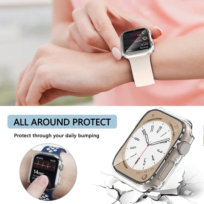 2 Pièces Transparent PC Coque Compatible avec Apple Watch Serie Watch 40mm Series 6 5 4 Se avec Protection ecran en Verre Trempé,HD Clair Ultra Mince Anti-Choc Protection iWatch (40mm)