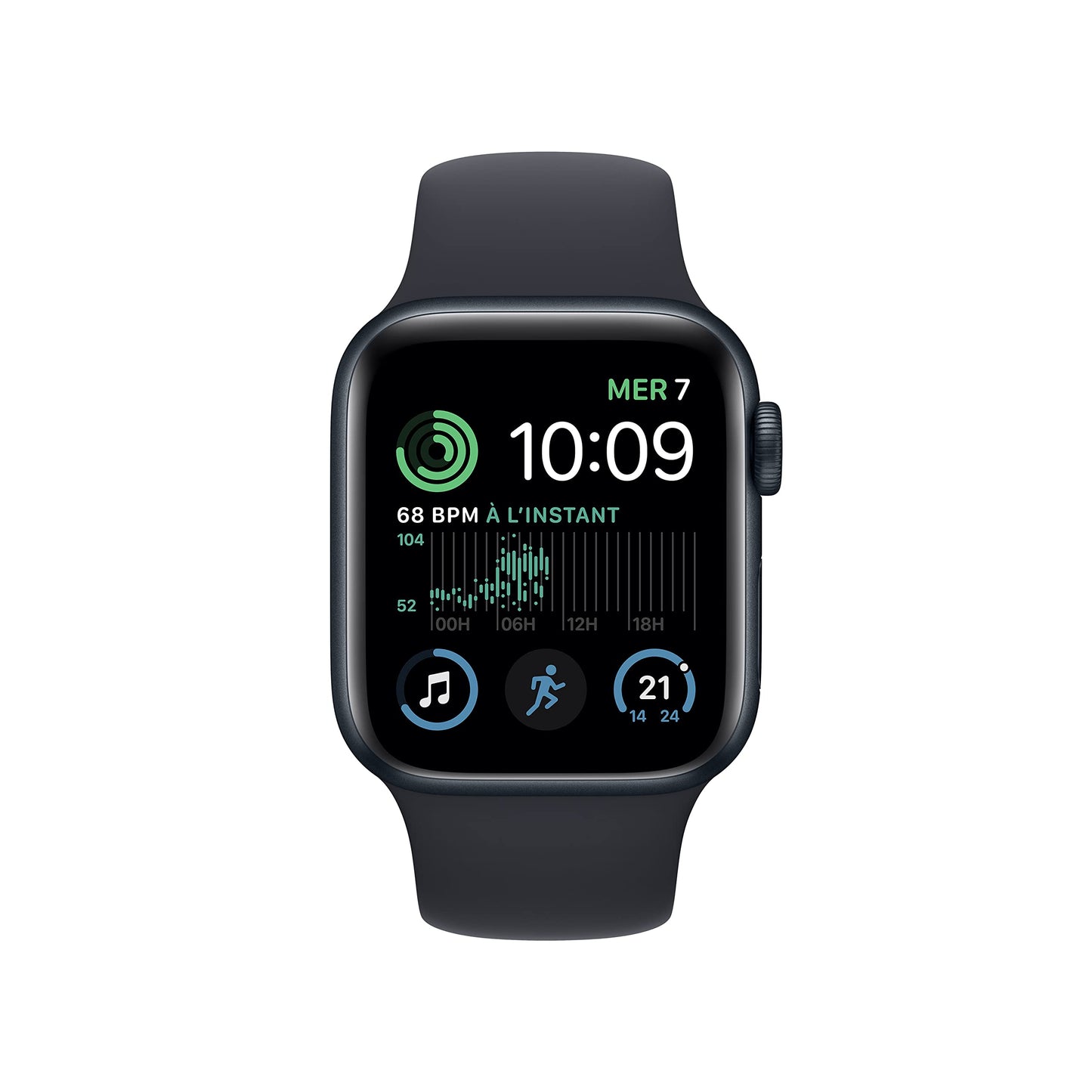 Apple Watch SE (2ᵉ génération) (GPS, 40mm) Montre connectée - Boîtier en Aluminium Minuit, Bracelet Sport Minuit - Regular. Suivi de la Forme Physique et du Sommeil, détection des Accidents