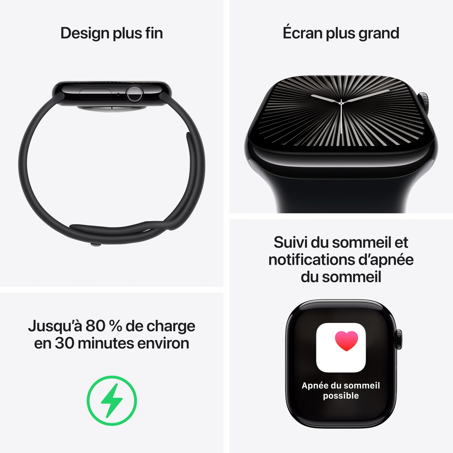 Apple Watch Series 10 (46 mm GPS + Cellular) Montre connectée avec Boîtier en Titane Ardoise et Bracelet Sport Noir (S/M). Suivi de l’activité Physique, app ECG, écran Retina Toujours activé