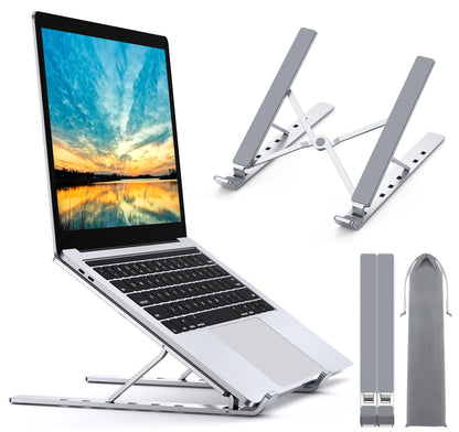 Babacom Support Ordinateur Portable, Support PC Portable à 5 Niveaux Réglables, Refroidisseur en Aluminium Ventilé Compatible avec MacBook, Lenovo, Autres Laptops Tablettes 10” - 15.6”