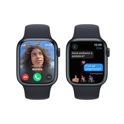 Apple Watch Series 9 [GPS + Cellulaire, 41 mm] Boîtier Minuit avec Bracelet Sport Minuit, S/M (Reconditionné)