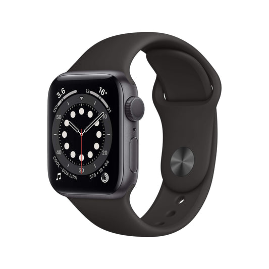 Apple Watch Series 6 (GPS, 40mm) Boîtier en Aluminium Gris Sidéral avec Bracelet Sport Noir (Reconditionné)