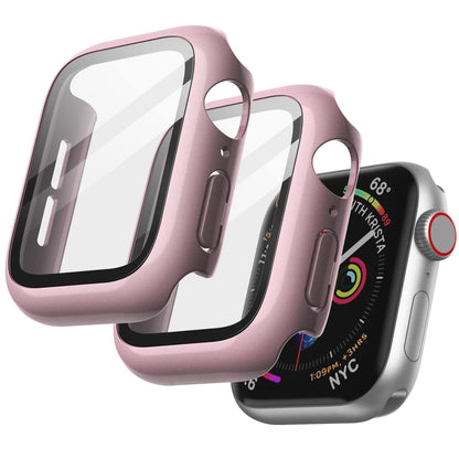 JETech Coque avec Protection D'écran pour Apple Watch SE (2022/2020) /Series 6 5 4 44mm, étui de Protection Complète, Film en Verre Trempé Intégré Haute Sensibilité, Lot de 2 (Or Rose)