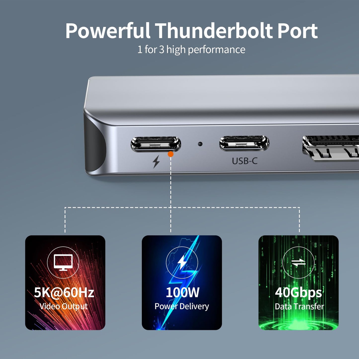 BHHB M81 Hub USB C, Adaptateur pour MacBook Pro Air 8 en 2 Adaptateur pour Mac avec 4K HDMI, 100W 40Gbps Thunderbolt, USB-C, USB 3.0, USB 2.0, Port SD/TF, USBC Dock pour M3 M2 M1 2024 2023 2022 2021