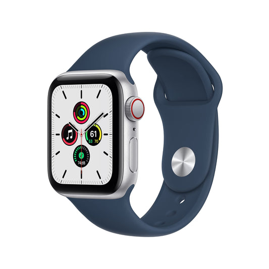 Apple Watch SE 2020 (GPS, 40MM) Boîtier en Aluminium Argent avec Bracelet Sport Bleu Abysse (Reconditionné)