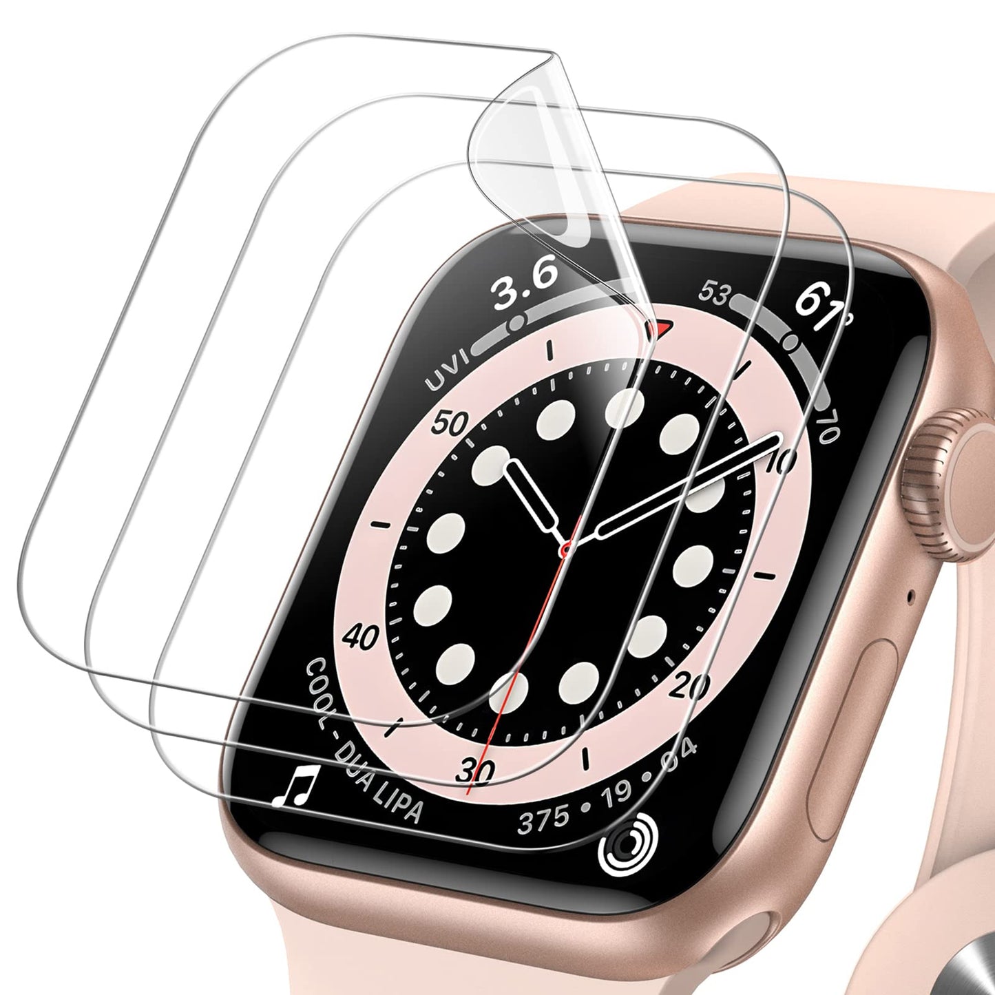 JETech Protection D'écran pour Apple Watch SE (2022/2020) /Series 6 5 4 44 mm, Haute définition, TPU Film de Protection Ultra-Mince, Lot de 3