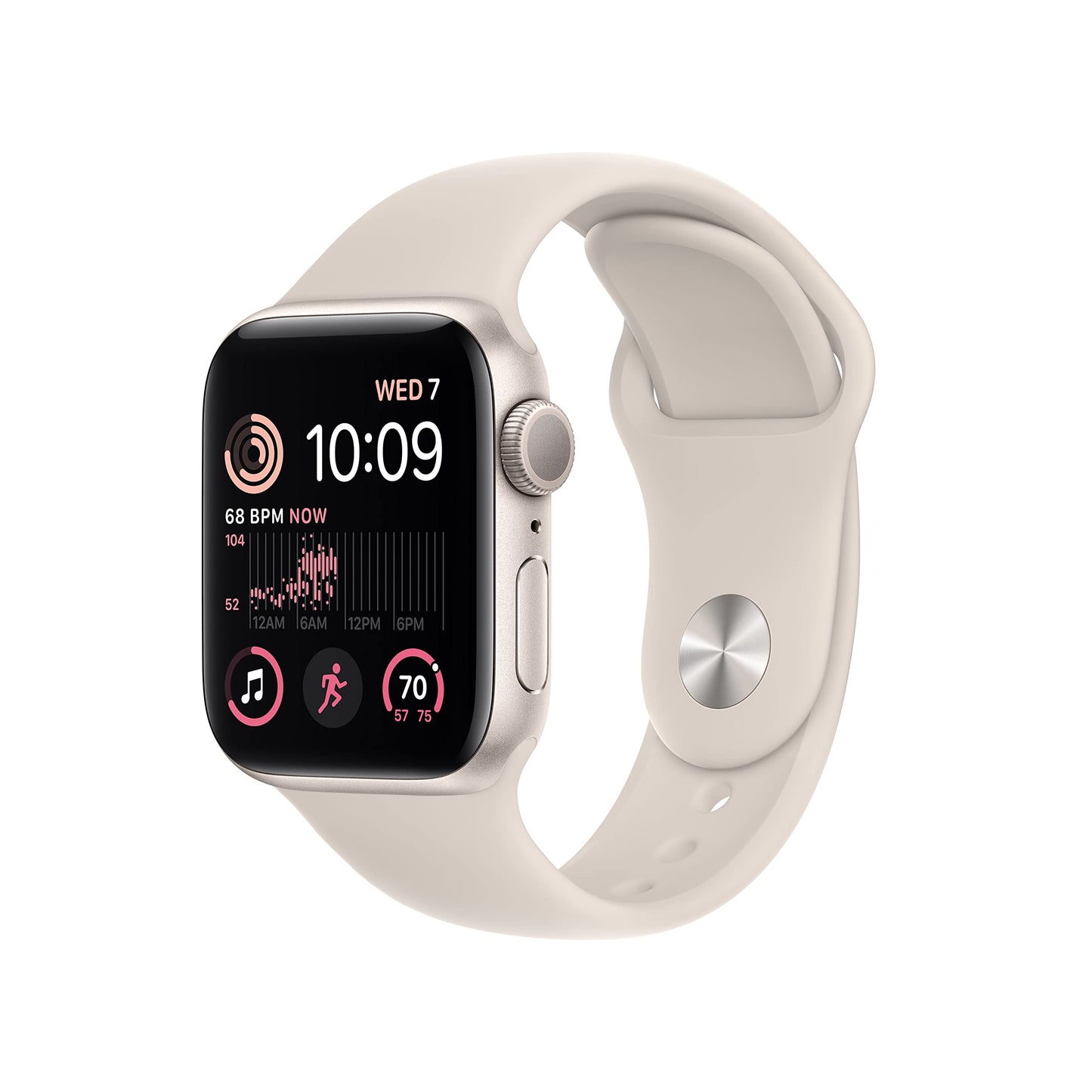 Apple Watch SE (2. Generation) (GPS, 40mm) Smartwatch - Aluminiumgehäuse Polarstern, Sportarmband Polarstern - Regular. Fitness-und Schlaftracker, Unfallerkennung, Herzfrequenzmesser, Wasserschutz