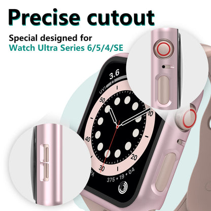 Bigqin 5 Pièces Coque Compatible avec Apple Watch Series 6/5/4 SE 40mm, Film Protection d'écran Trempé Coque, Protection Complète Anti-rayures,Transparent, Noir, Argent, Rose, Officiel