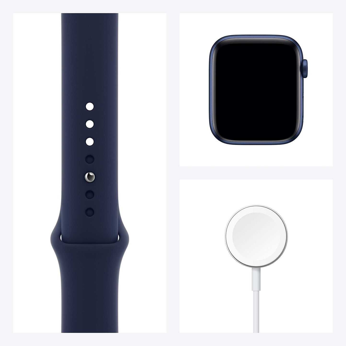 Apple Watch Series 6 (GPS, 44MM) Boîtier en Aluminium Bleu avec Bracelet Sport Bleu Marine (Reconditionné)