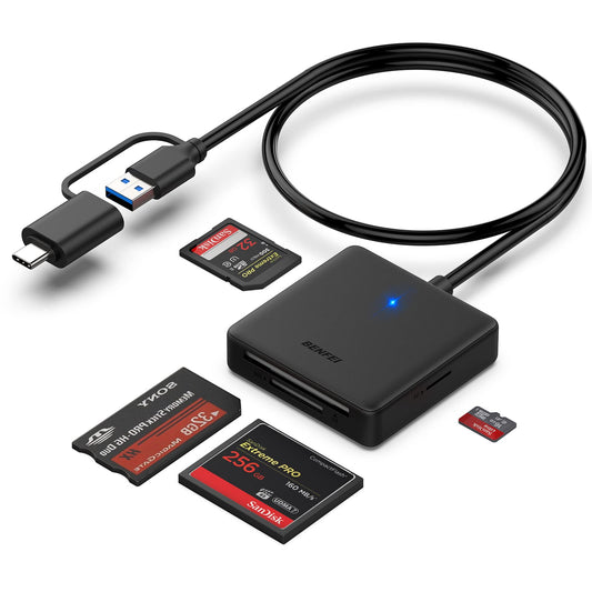 Lecteur de Carte mémoire, BENFEI 4 in 1 USB-C vers SD Adaptateur de Lecteur de Carte SD Micro SD MS CF, Compatible avec iPhone 15 Pro/Max, MacBook Pro/Air 2023, iPad Pro, Surface Book 3 et Plus