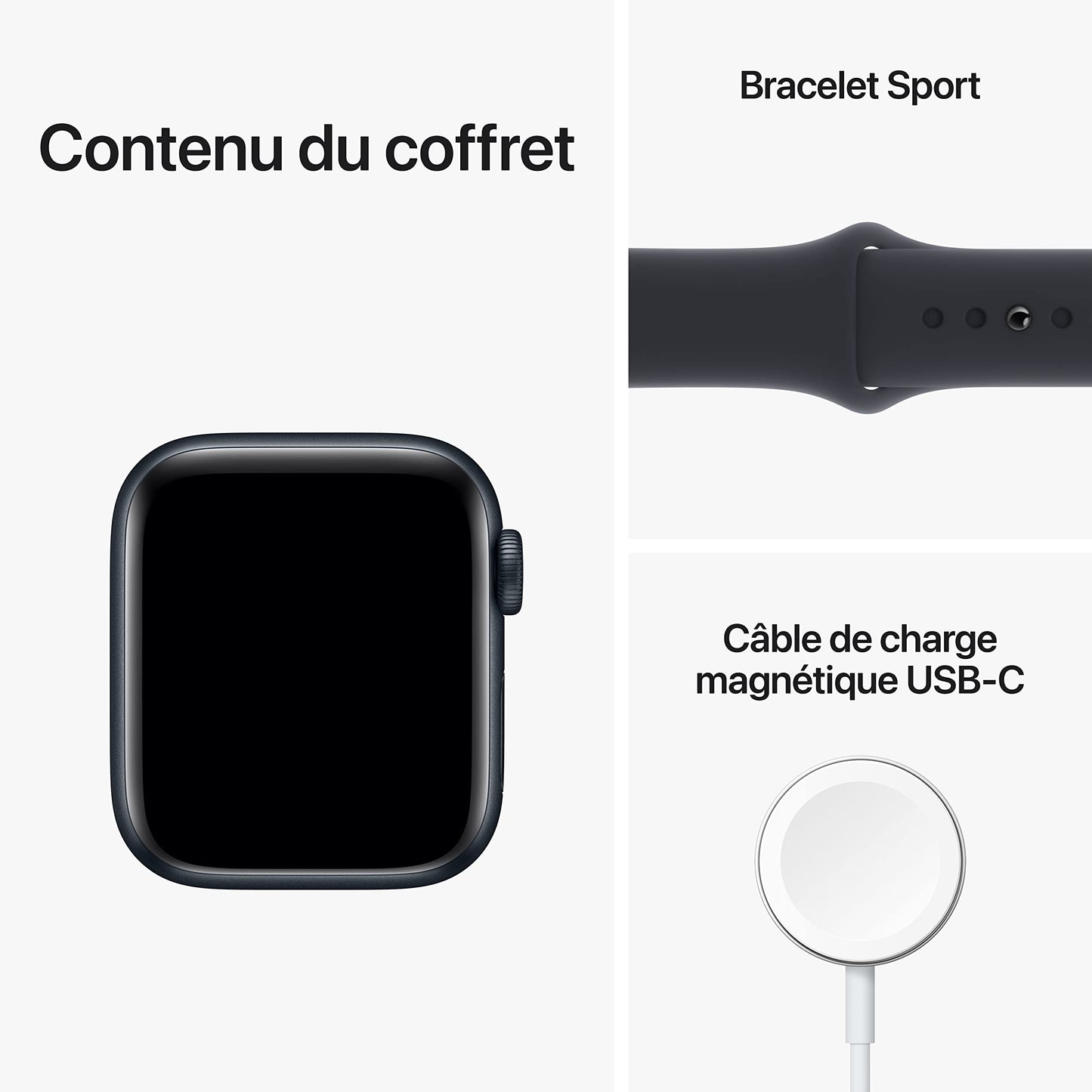 Apple Watch SE (2ᵉ génération) (GPS, 40mm) Montre connectée - Boîtier en Aluminium Minuit, Bracelet Sport Minuit - Regular. Suivi de la Forme Physique et du Sommeil, détection des Accidents