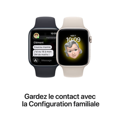 Apple Watch SE (2ᵉ génération) (GPS, 40mm) Montre connectée - Boîtier en Aluminium Minuit, Bracelet Sport Minuit - Regular. Suivi de la Forme Physique et du Sommeil, détection des Accidents