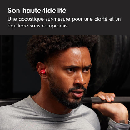 Beats Solo Buds – Écouteurs Bluetooth sans Fil | 18 Heures d'autonomie | Compatibilité Apple et Android | Microphone intégré – Rouge Transparent