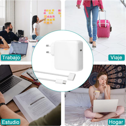 SiliconV Chargeur Mac Book Air, Chargeur 118 W pour MacBook Pro 16 14 Pouces, MacBook Air 15 13 Pouces 2024 2023 2022 2021 M4 M3 M2 M1 Câble avec câble tressé USB-C vers T-Tip de 2,1 M