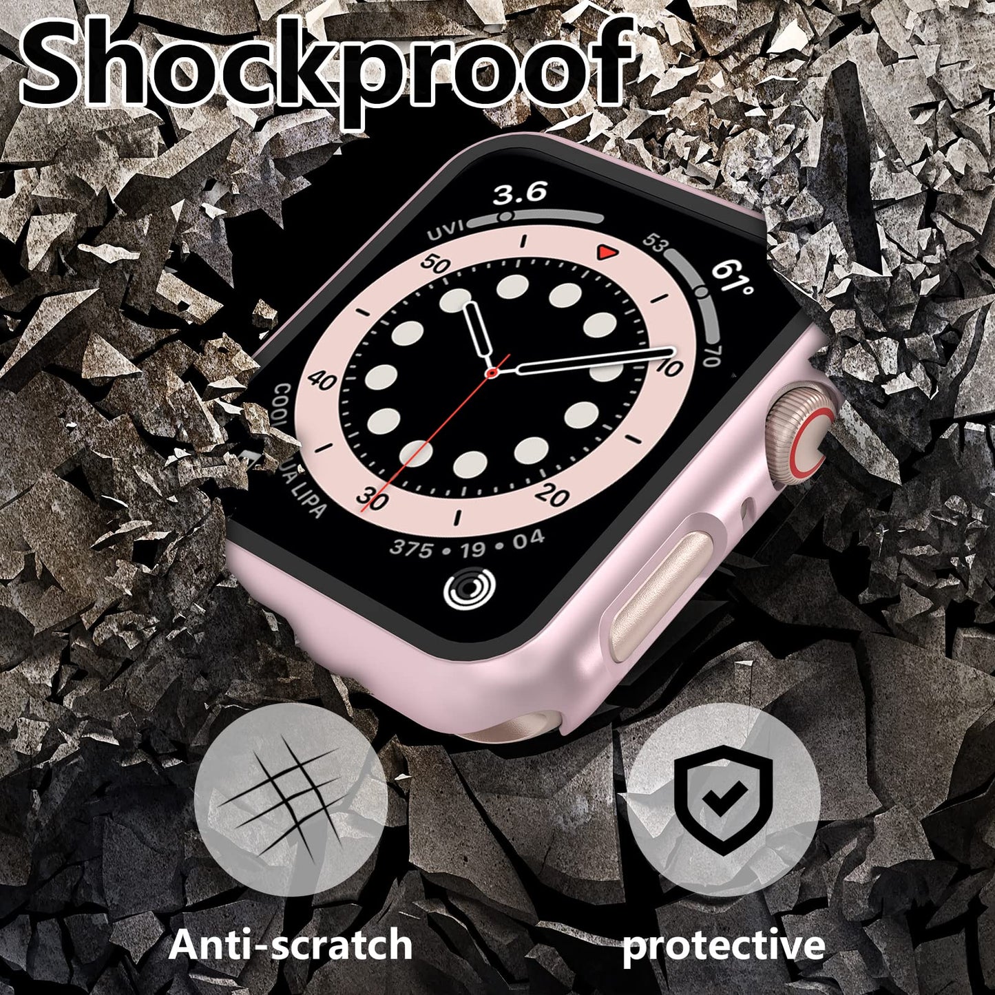 Bigqin 5 Pièces Coque Compatible avec Apple Watch Series 6/5/4 SE 40mm, Film Protection d'écran Trempé Coque, Protection Complète Anti-rayures,Transparent, Noir, Argent, Rose, Officiel