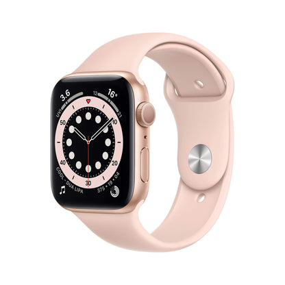 Apple Watch Series 6 (GPS, 44MM) Boîtier en Aluminium Or avec Bracelet Sport Sable Rose (Reconditionné)