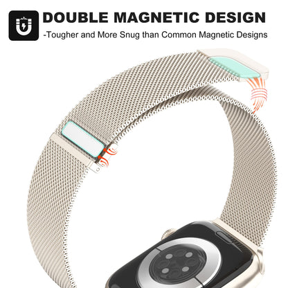 Higgs Métal Bracelet Compatible avec Bracelets Apple Watch 40mm 41mm 38mm 44mm 42mm Ultra 2 49/46/45mm Femme,Bracelet Double Magnétique pour iWatch Series 10 9 SE(se 2) 8 7 6 5 4 3 2 1, Metal Milanais