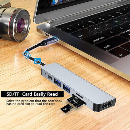 Hub USB C, Adaptateur USB C multiport pour MacBook Pro, Hub USB C à HDMI 6-en-1, Compatible avec Les Ordinateurs Portables USB C, etc. (4K HDMI USB3.0 USB2.0 SD/TF Card Reader 87W PD)