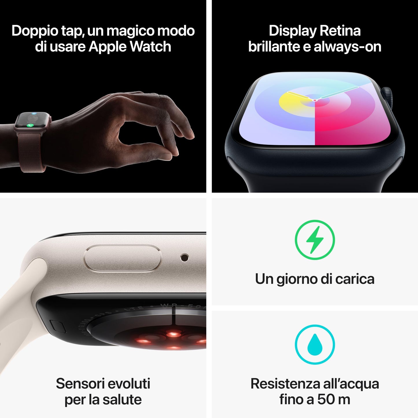 Apple Watch Series 9 [GPS + Cellulaire, 41 mm] Boîtier Minuit avec Bracelet Sport Minuit, S/M (Reconditionné)