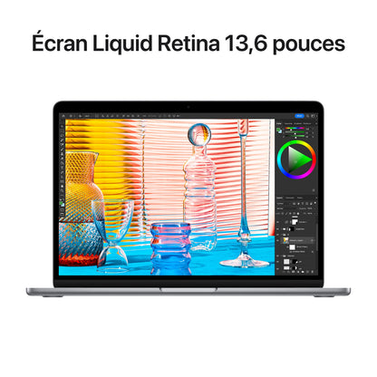 Apple MacBook Air Portable avec Puce M2 : écran Liquid Retina de 13,6 Pouces, 16 Go de RAM, 256 Go de Stockage SSD, Clavier rétroéclairé, caméra FaceTime HD 1080p ; Gris sidéral