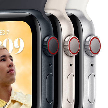 Apple Watch SE (2. Generation) (GPS, 44mm) Smartwatch - Aluminiumgehäuse Polarstern, Sportarmband Polarstern - Regular. Fitness-und Schlaftracker, Unfallerkennung, Herzfrequenzmesser, Wasserschutz